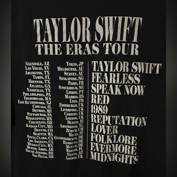 2023 Taylor Swift The Eras Tour Men’s Black Tee - Picture 5 of 6